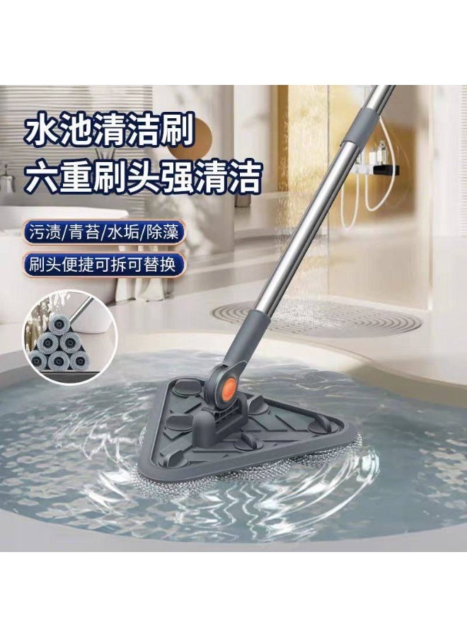 Triangular Cleaning Mop and Brush with 6 Wire Heads for Corners, Walls, and Floors DH - Image 2
