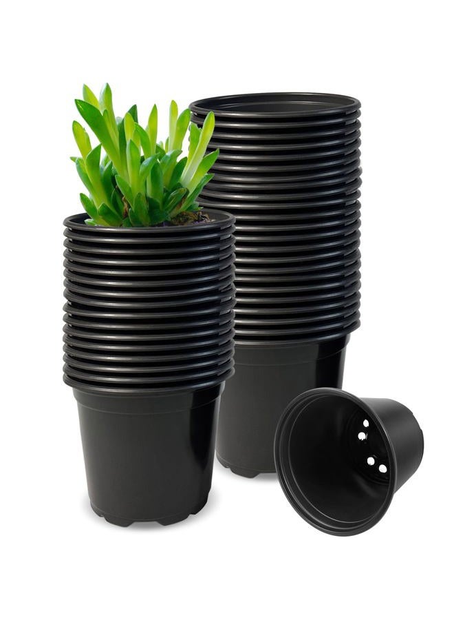 RAOOKIF 50 Pack Nursery Pots, 3 Inch Nursery Pot for Plants, SmallPlastic Plant Pots with Drainage Holes, Garden Flower Pots for Transplanting, Succulents, Cuttings, Seedlings(3inch,50pcs) - Image 1