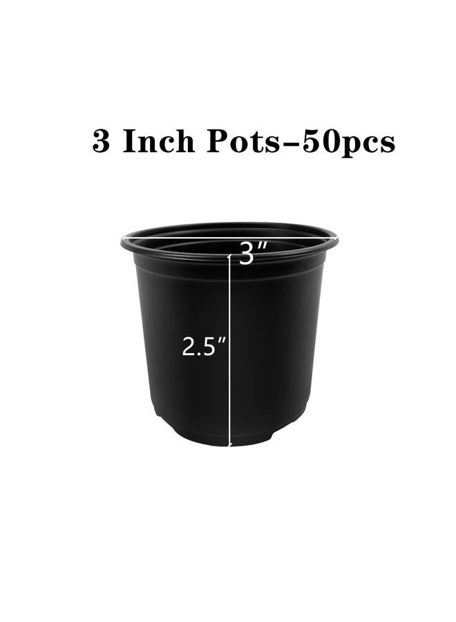 RAOOKIF 50 Pack Nursery Pots, 3 Inch Nursery Pot for Plants, SmallPlastic Plant Pots with Drainage Holes, Garden Flower Pots for Transplanting, Succulents, Cuttings, Seedlings(3inch,50pcs) - Image 2
