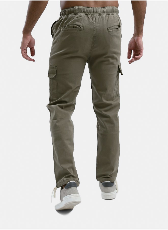 RAVIN Olive Slip On Solid Cargo Pants with Hem 
