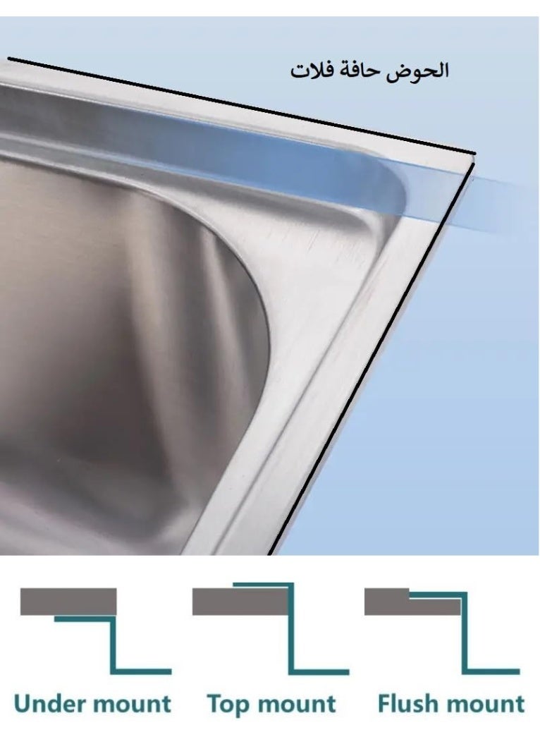 Shams Steel Kitchen Sink 2 Hole Sink 46.5cm*56.5cm +kitchen Mixer + Automatic Cup Washer - Image 5