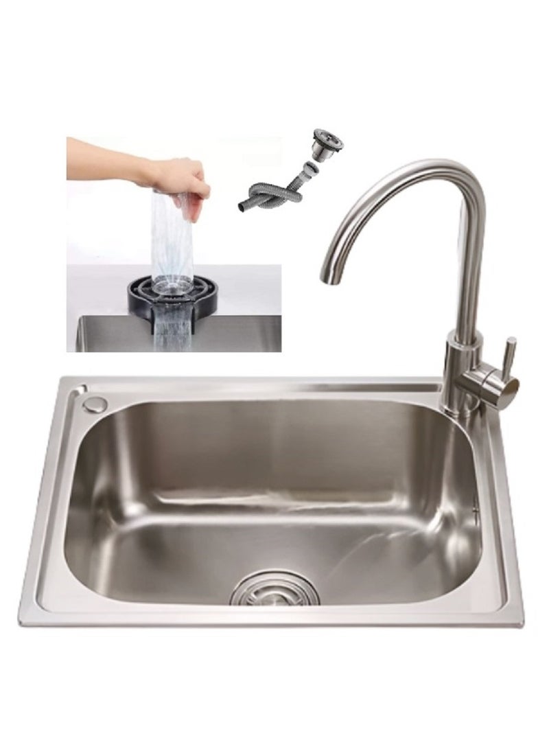 Shams Steel Kitchen Sink 2 Hole Sink 46.5cm*56.5cm +kitchen Mixer + Automatic Cup Washer - Image 1