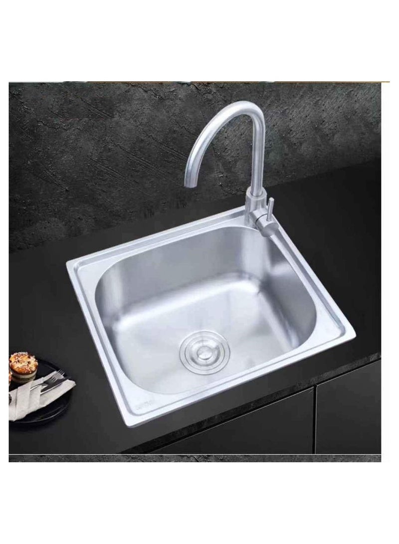 Shams Steel Kitchen Sink 2 Hole Sink 46.5cm*56.5cm +kitchen Mixer + Automatic Cup Washer - Image 2