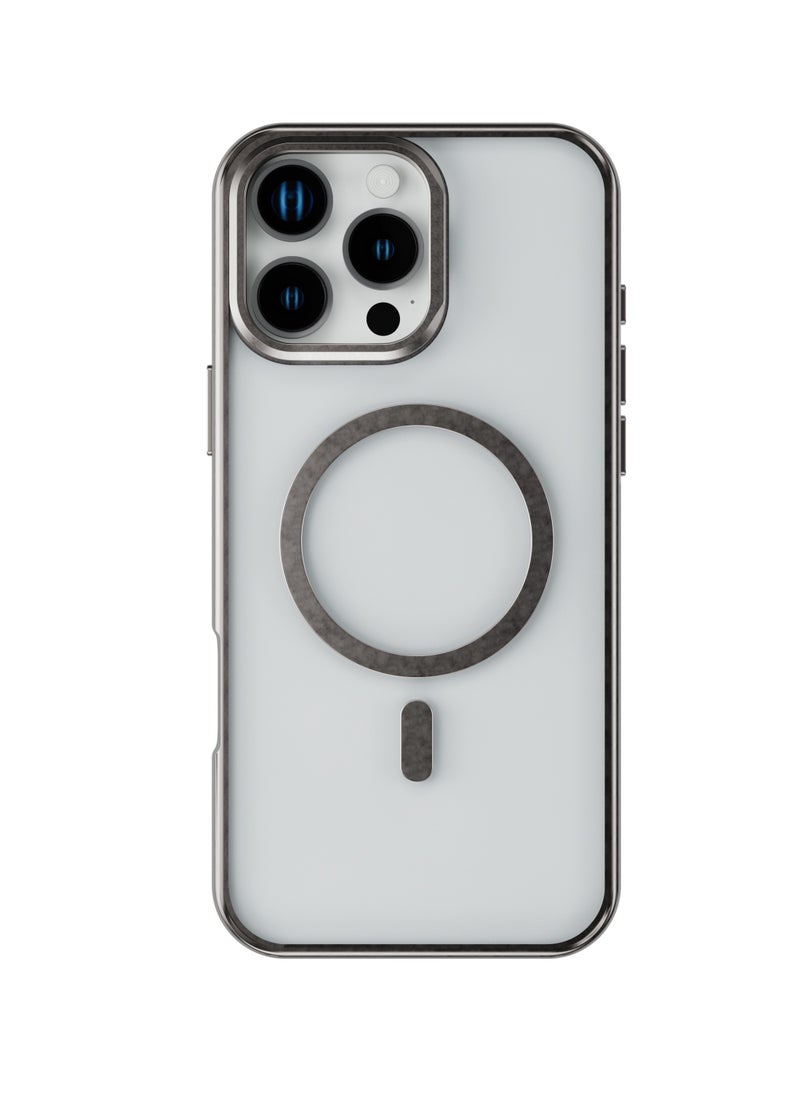LEVELO - iPhone 16 Pro Magsafe Case Elio PC Cover with Metal Camera Ring Stand/ Anti-Yellowing/ Built-In Kickstand/ Ultra-Thin Design- Titanium - Image 1