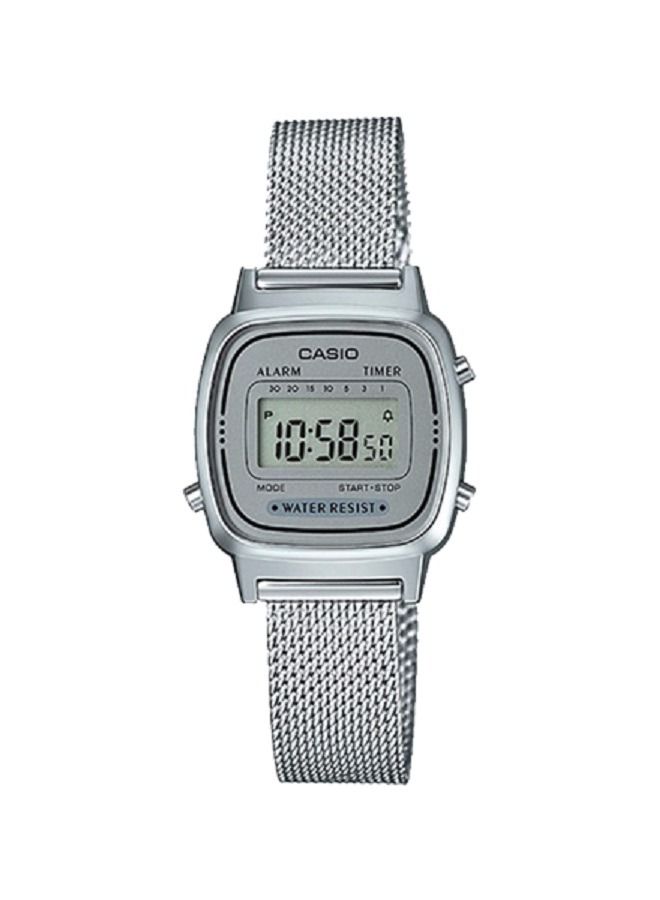 Casio Women Vintage Watch Digital Grey Dial Stainless Steel Mesh Band LA670WEM-7DF - Image 1