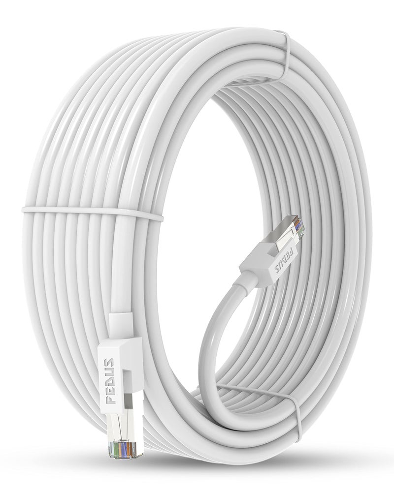 FEDUS Cat6 Ethernet Cable, 1M High Speed 550Mhz 10 Gigabit Speed Utp Lan Cable, Network Cable Internet Cable Rj45 Cable Lan Wire, 6 Wires For Laptop, Pc, Television, Router, Modem - White - Image 1