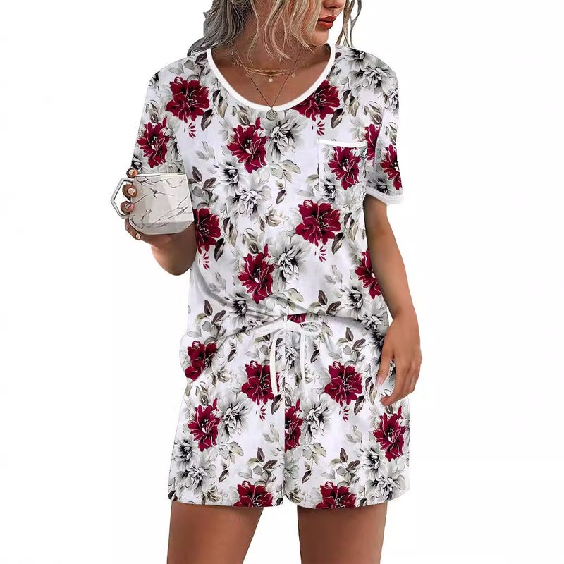 Walmart Women'S Short-Sleeved Shorts Outing Casual Two-Piece Home Wear Pajamas Set - Image 2