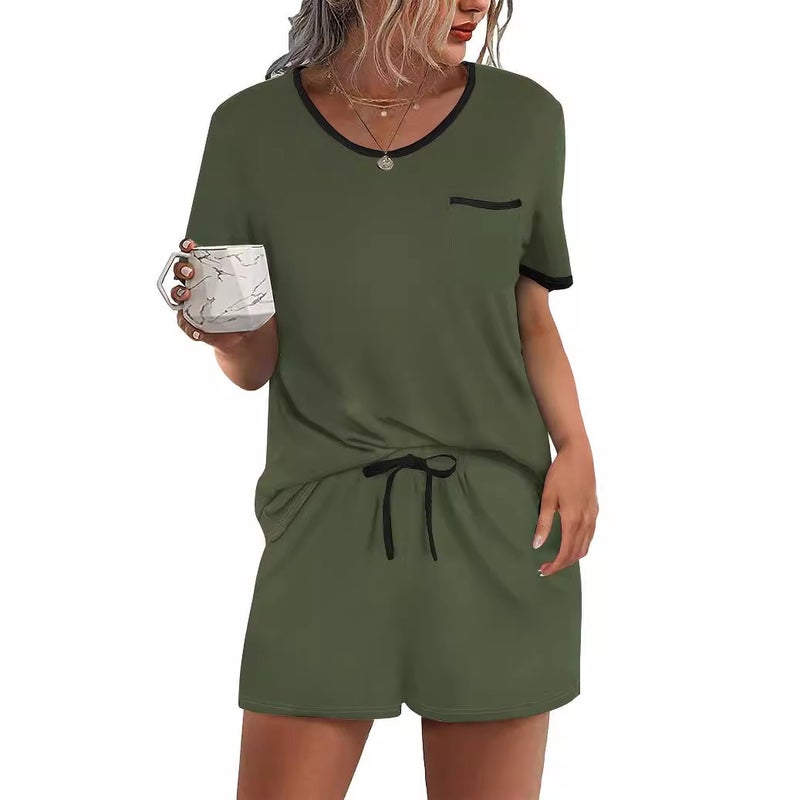 Walmart Women'S Short-Sleeved Shorts Outing Casual Two-Piece Home Wear Pajamas Set - Image 3