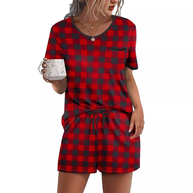 Walmart Women'S Short-Sleeved Shorts Outing Casual Two-Piece Home Wear Pajamas Set - Image 4