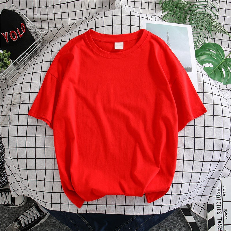 Summer Three-Quarter Sleeve T-Shirt Men's Hong Kong Style Loose Pure Color Simple Youth K-Style Versatile Large Size Simple Top Trendy - Image 1