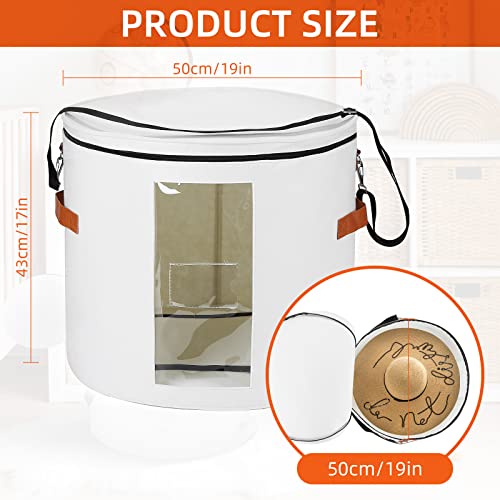 Ohiyoo Large Hat Storage Box 19'' for Women and Men - Foldable Round Box With Lid, Felt Stuffed Animal Toy Storage Bin, White - Image 3