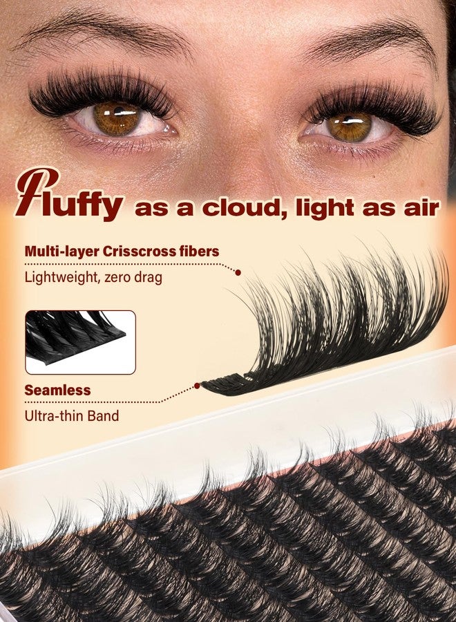 wiwoseo Lash Clusters Kit Fluffy Eyelash Clusters Lashes Wispy C Curl Eyelash Extension Kit 10-16MM Cluster Lashes 144pcs DIY Volume Lash Extensions Faux Mink by wiwoseo (No Tweezers) - Image 2