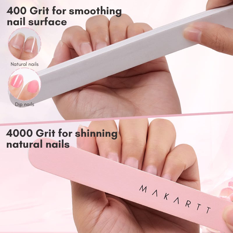 Makartt Nail File and Buffer Set, Pink Basic Prep Kit with Cuticle Clipper, Trimmer, Pusher, Brush, Manicure Care Kit for Natural and Acrylic Nails (7pcs) - Image 5