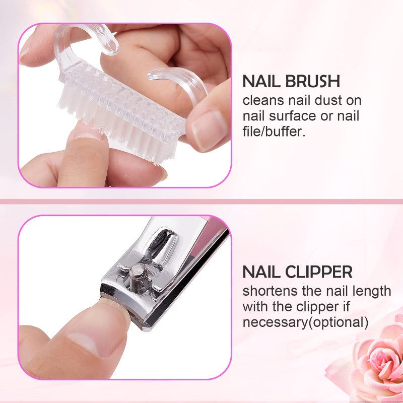 Makartt Nail File and Buffer Set, Pink Basic Prep Kit with Cuticle Clipper, Trimmer, Pusher, Brush, Manicure Care Kit for Natural and Acrylic Nails (7pcs) - Image 4