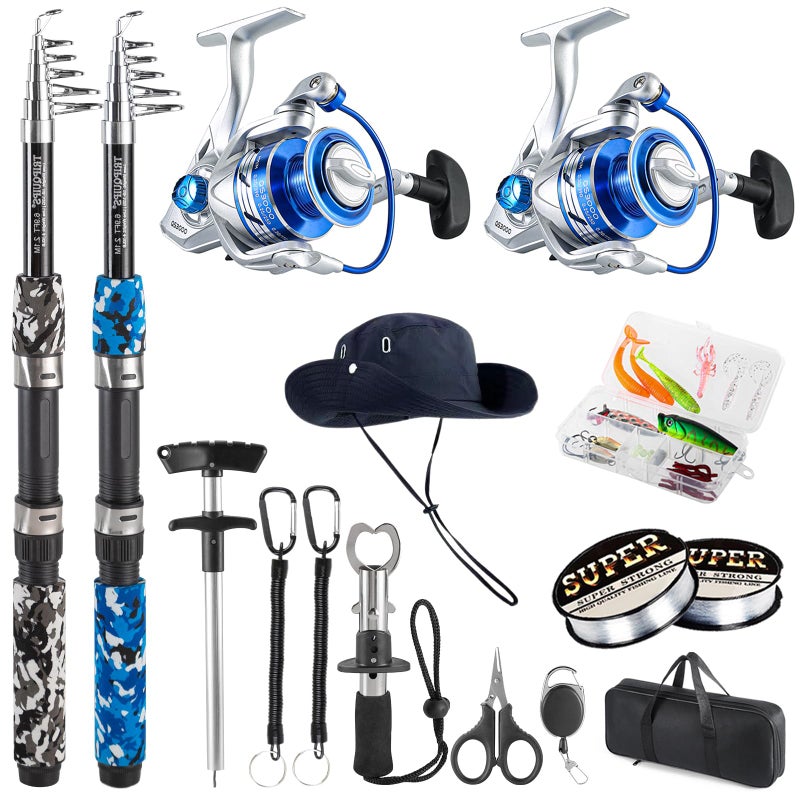 Tripquips Fishing Pole Combo, 6.9ft Telescopic Rods Set, Collapsible Fishing Rods 2PCS Spinning Reel Set with Carrier Bag Freshwater Fishing Rod and Reel Combos Kits - Image 1