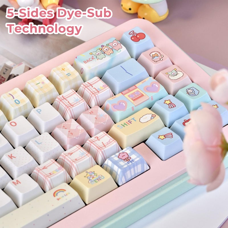 GMKWTL XVX PBT Keycaps 75 Percent, 157 Keys Cute Dye-Sub Keycap Set, Cherry Profile Keyboard Keycaps with Custom Transparent Key caps Compatible with Most ANSI Layout MX Switches Mechanical Keyboard - Image 2