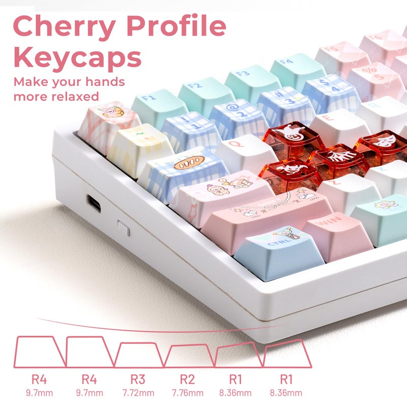 GMKWTL XVX PBT Keycaps 75 Percent, 157 Keys Cute Dye-Sub Keycap Set, Cherry Profile Keyboard Keycaps with Custom Transparent Key caps Compatible with Most ANSI Layout MX Switches Mechanical Keyboard - Image 5