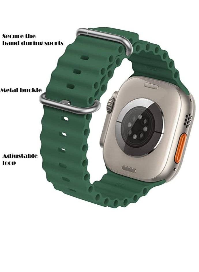 Rabos - Ocean Band Compatible with Apple Watch Ultra Ocean 38mm 40mm 41mm 42mm 44mm 45mm 49mm, Adjustable Soft Silicone Sport Band Buckle for Apple Watch Ultra iWatch - Image 1