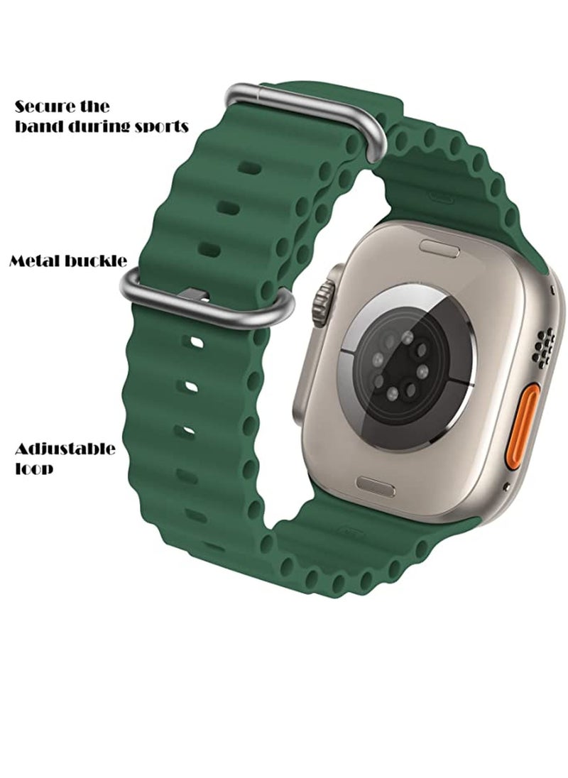Rabos - Ocean Band Compatible with Apple Watch Ultra Ocean 38mm 40mm 41mm 42mm 44mm 45mm 49mm, Adjustable Soft Silicone Sport Band Buckle for Apple Watch Ultra iWatch - Image 1