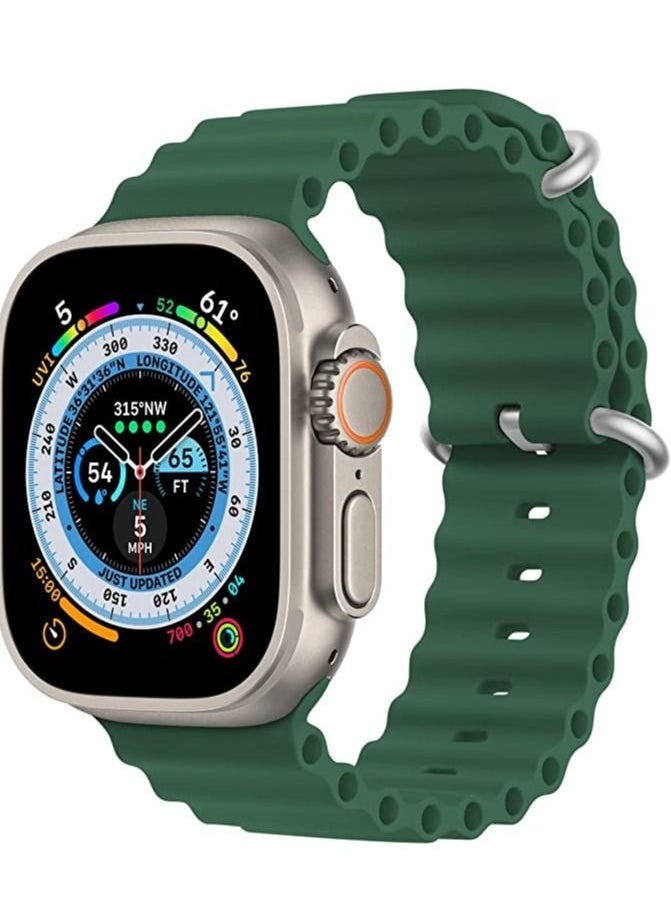 Rabos - Ocean Band Compatible with Apple Watch Ultra Ocean 38mm 40mm 41mm 42mm 44mm 45mm 49mm, Adjustable Soft Silicone Sport Band Buckle for Apple Watch Ultra iWatch - Image 1