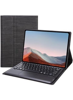 Arabic and English Keyboard Cover Case Compatible with Surface Pro 4/5/6/7, Leather Tablet Protective Wireless Removable Bluetooth & Trackpad Mouse