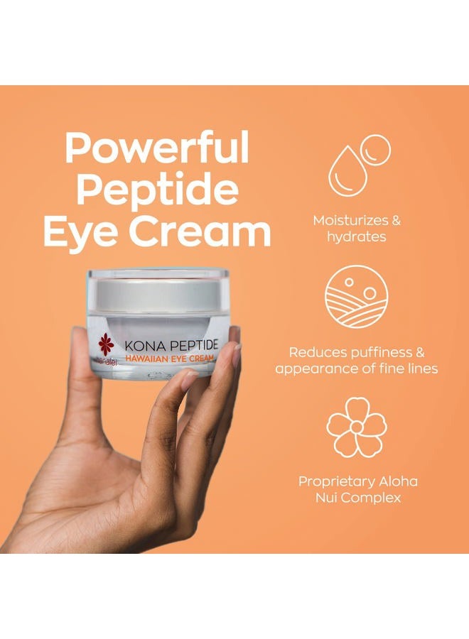 Hanalei Kona Peptide Eye Cream with Caffeine – Reduces Wrinkles, Puffiness, Dark Circles, Hydrating, Smoothing, Revitalizing Formula with Hawaiian Botanicals and Peptides – Cruelty-Free, Vegan, 0.5 oz - Image 3