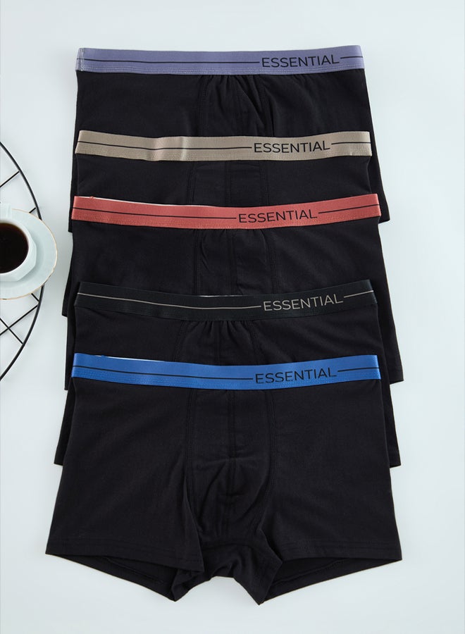 Black 5-Pack Patterned/Plain Pack Boxer