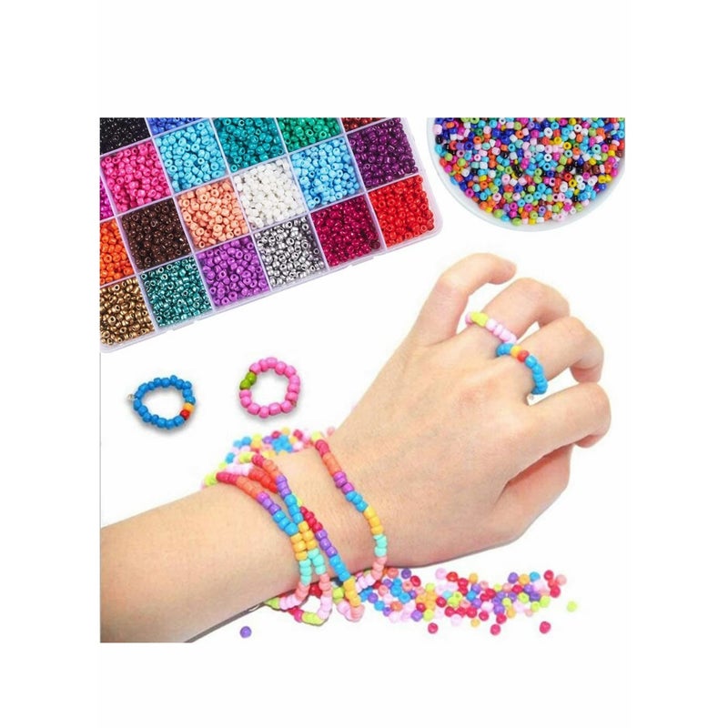 Zikra Seed Beads for Jewelry Making Kit, Bracelet Making Supplies - with Glass Faceted Beads, Hoop Earrings, Copper Wire, String and Charms for DIY Rings Waist Beads Earring Necklace Gift - Image 3
