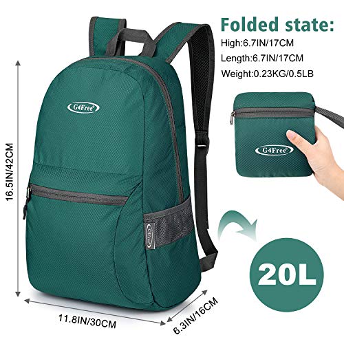 G4Free 20L Lightweight Packable Backpack Travel Hiking Daypack Foldable Backpack for Men Women - Image 2