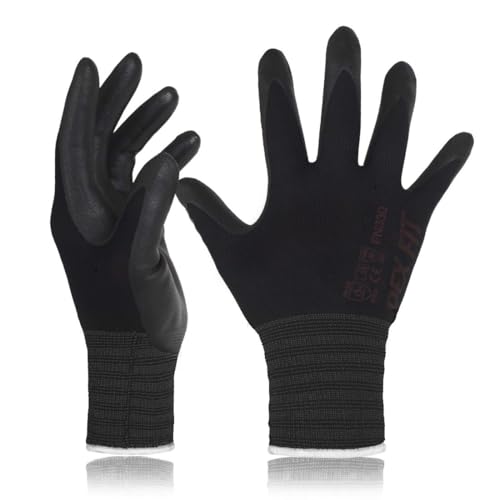 DEX FIT Premium Nitrile Work Gloves FN330, 3D Comfort Bare-Hand Fit, Firm Grip, Touchscreen, Thin & Lightweight, Breathable Foam Nitrile, Machine Washable; Grey S (7) - Image 1