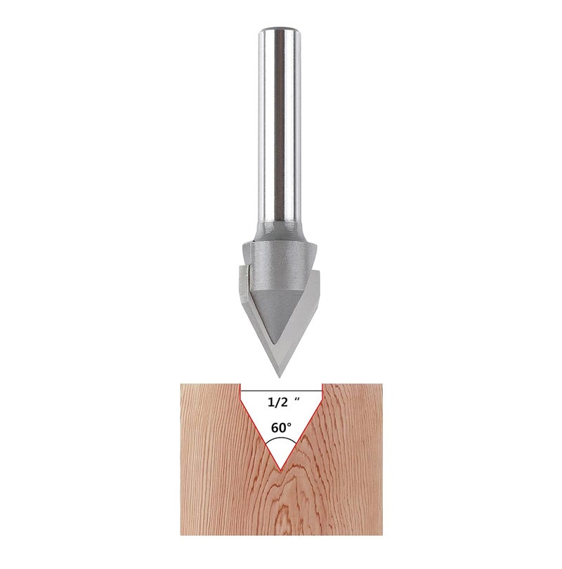SpeTool Carbdie Tip V Groove CNC Engraving Bit Router Bit CNC Woodwork Tools 60 Deg 1/2 Inch Cutter with 1/4 Inch Shank - Image 2