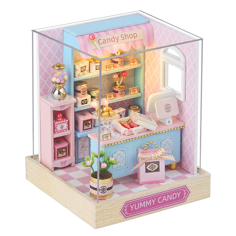 CUTEROOM DIY Doll House Miniature Furniture Wooden House Kit with Dust Cover & LED Light and Accessories - New Three Styles QT Series Dollhouse (QT045) - Image 5