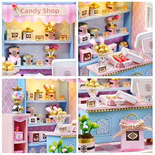 CUTEROOM DIY Doll House Miniature Furniture Wooden House Kit with Dust Cover & LED Light and Accessories - New Three Styles QT Series Dollhouse (QT045) - Image 2