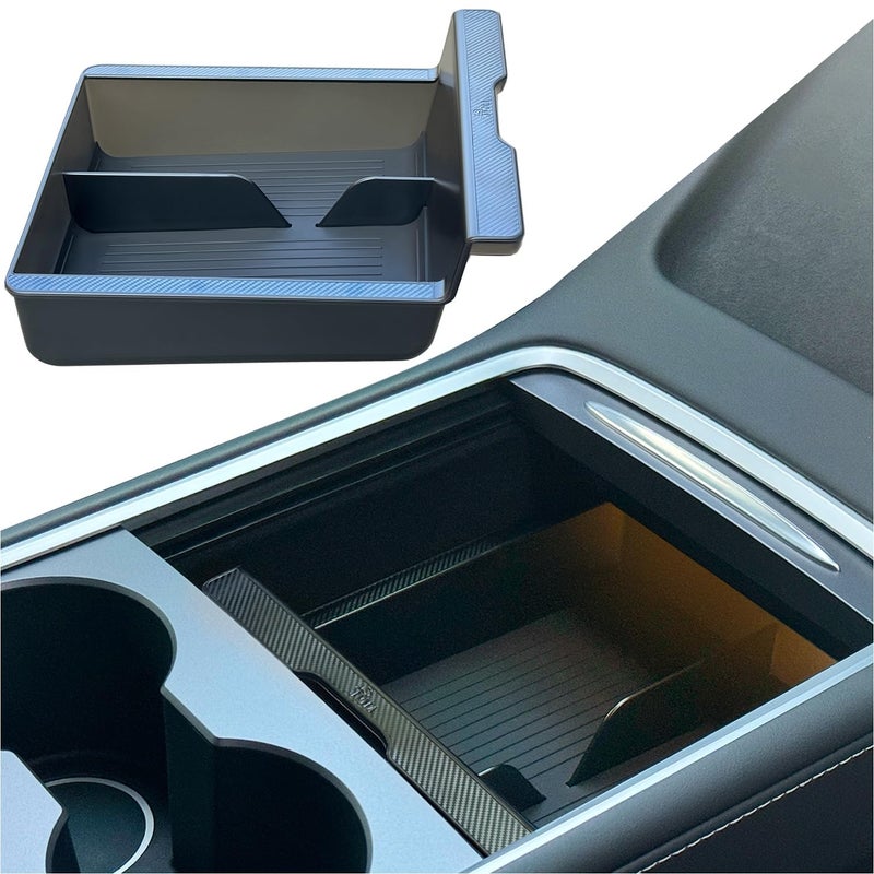 JVMA Center Console Organizer Tray for Tesla Model Y 2024 2023 2022 2021 and Model 3 20212023 Accessories with Backlight Transparent Smooth Slide 3 Carbon Edition Upgrade