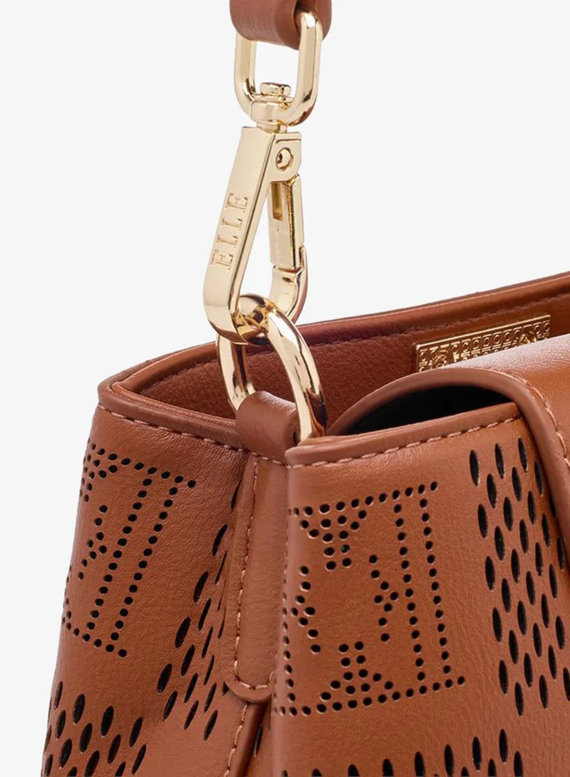 ELLE BROWN Laser Cut Design Crossbody Bag With Detachable Shoulder Strap for Women | Best Price UAE