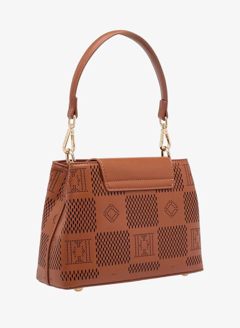 ELLE BROWN Laser Cut Design Crossbody Bag With Detachable Shoulder Strap for Women | Best Price UAE