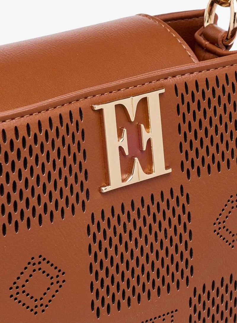 ELLE BROWN Laser Cut Design Crossbody Bag With Detachable Shoulder Strap for Women | Best Price UAE
