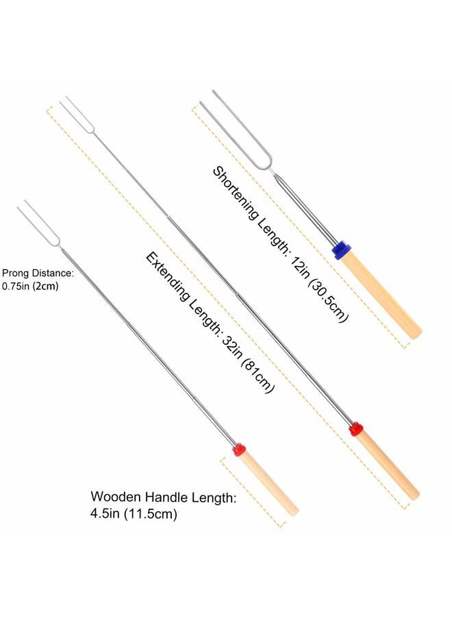 BBQStyle 8 PCS Marshmallow Roasting Sticks, Telescoping Smores Sticks for Open Fire Pit, 32 Inch Long Marshmallow Toasting Barbecue Forks BBQ Smores Skewers for Campfire Camping Hotdog Hot Dog Bonfire Grill - Image 2