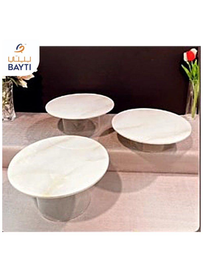 Tirichmir Round Stand Marble Set of 3