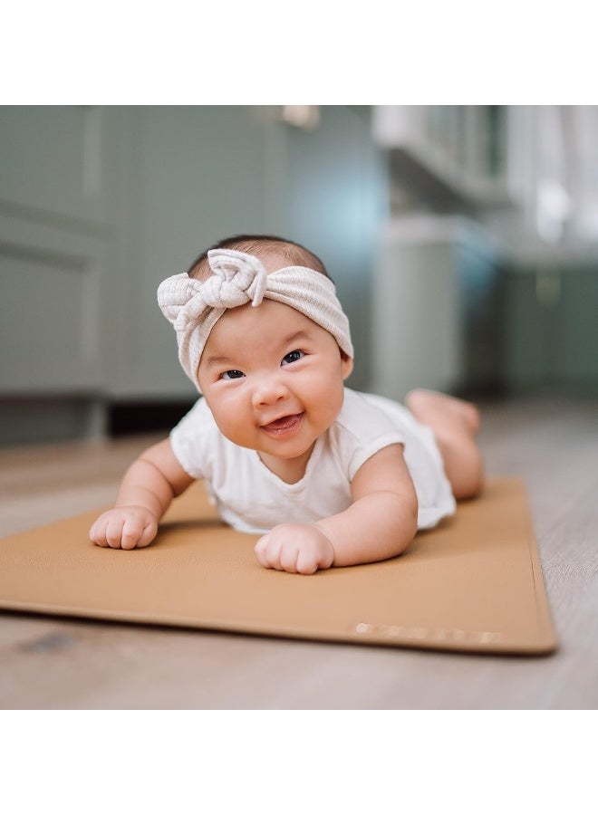 AVA + OLIVER Vegan Leather Baby Changing Mat - Multipurpose Portable Wipeable Waterproof Diaper Pad - Compact for Travel (16 x 30 in) (Tan) - Image 3