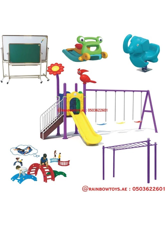 Rainbow Toys RBW TOYS Outdoor Play Slide Swings All In One Set for kids Garden toys Best Birthday Gift, Outdoor Playground Equipment. Play-Ground Toys Area Size 570x295x300cm. - Image 2
