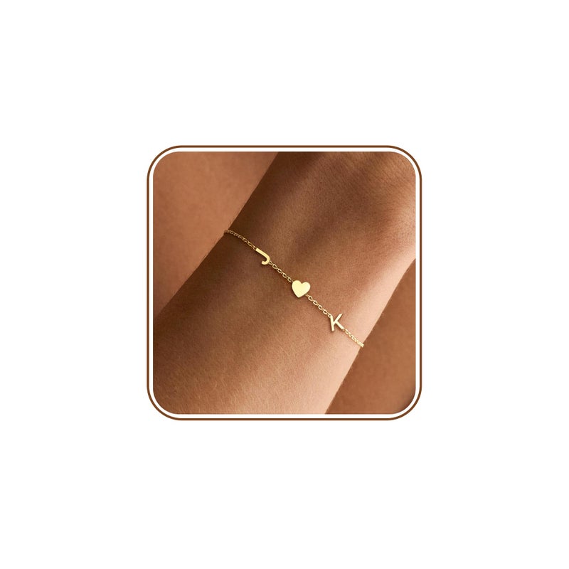 Btysun 2026 Graduation Gifts - Initial Bracelets for Women Trendy Gold Bracelets with 2 Initials Best Friend Bracelet Letter J&K Adjustable Bracelet Birthday Anniversary Christmas Jewelry for Mom Granddaughter Friends - Image 1