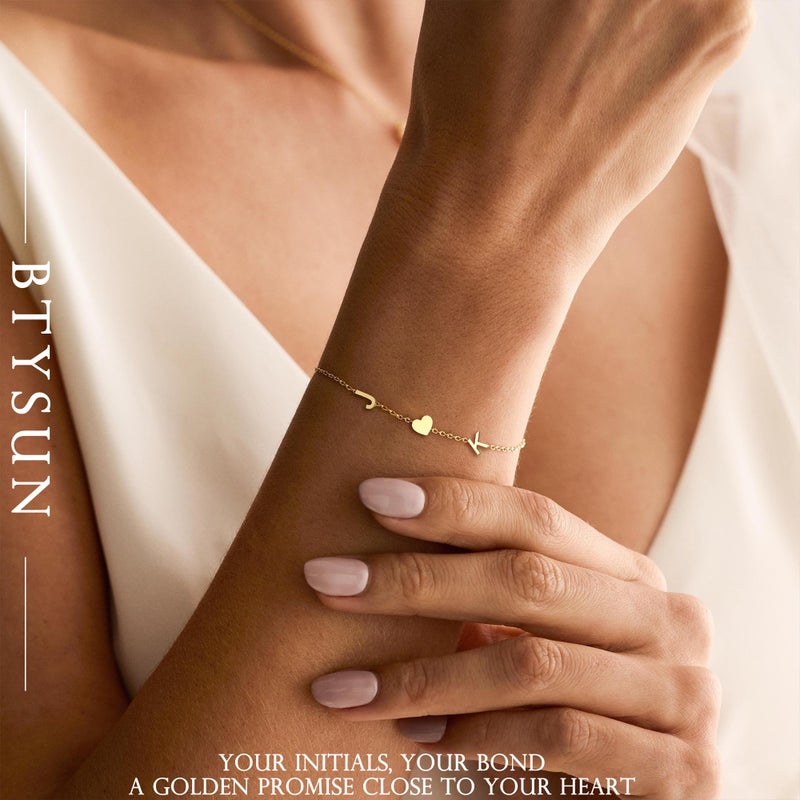 Btysun 2026 Graduation Gifts - Initial Bracelets for Women Trendy Gold Bracelets with 2 Initials Best Friend Bracelet Letter J&K Adjustable Bracelet Birthday Anniversary Christmas Jewelry for Mom Granddaughter Friends - Image 3