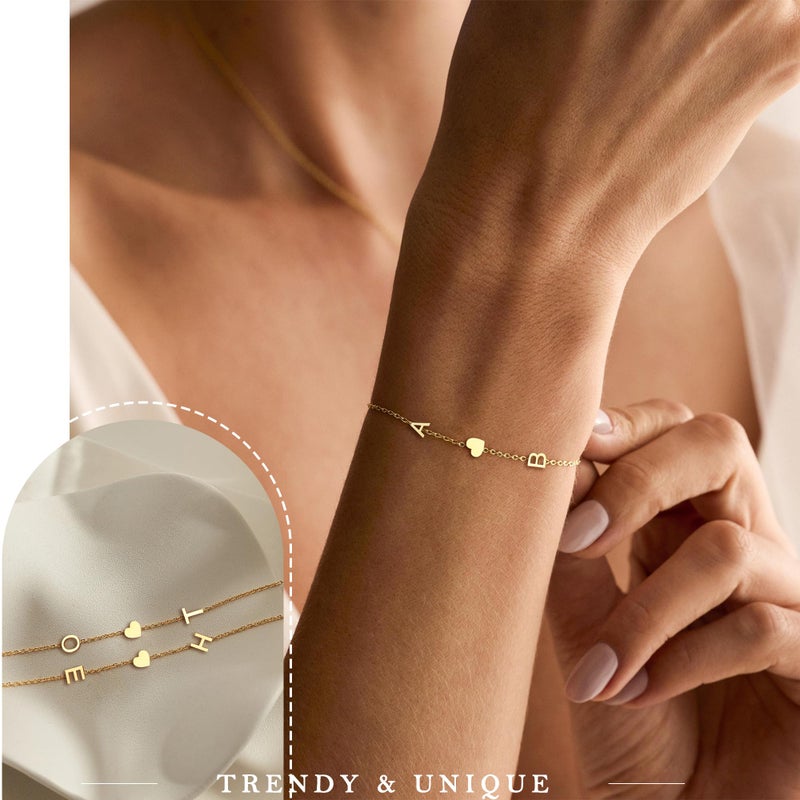 Btysun 2026 Graduation Gifts - Initial Bracelets for Women Trendy Gold Bracelets with 2 Initials Best Friend Bracelet Letter J&K Adjustable Bracelet Birthday Anniversary Christmas Jewelry for Mom Granddaughter Friends - Image 2