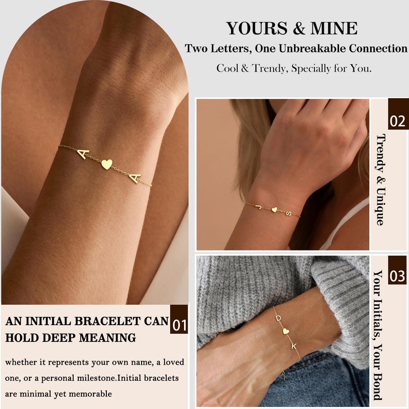 Btysun 2026 Graduation Gifts - Initial Bracelets for Women Trendy Gold Bracelets with 2 Initials Best Friend Bracelet Letter J&K Adjustable Bracelet Birthday Anniversary Christmas Jewelry for Mom Granddaughter Friends - Image 5