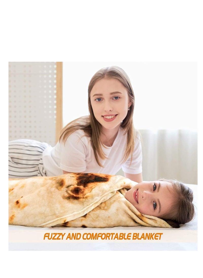 Generic - Burritos Tortilla Blanket, Funny Realistic Food Throw Blankets, Novelty Soft and Comfortable Flannel Tortilla Taco Blanket, Round Shape, for Adult and Kids Use (150x150cm, Yellow) - Image 1