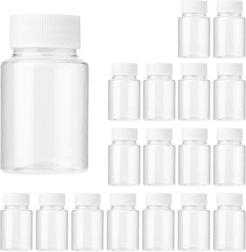 Lamoutor 30Pcs Clear Pill Bottle Plastic Medicine Bottle Empty Reagent Bottle Chemical Containers with Caps for Liquid Solid Powder Medicine 30ML