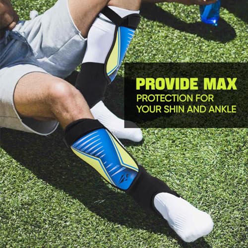 Rawxy Football Soccer Shin Guards with Exceptional Flexible Soft Light Weight - Great for Boys Girls Junior Youth(Blue Yellow, S&M) - Image 4