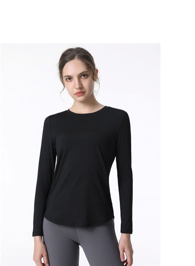 Loquat Fitness Exercise Running Speed Dry T-shirt Yoga Clothing Black 