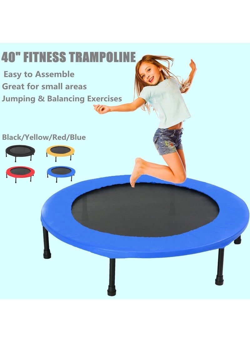 H PRO Mini Trampoline For Kids And Adults| Unisex Child Jump Trampoline| 40 Inch Exercise Trampoline| Fitness Rebounder-Blue - Image 2
